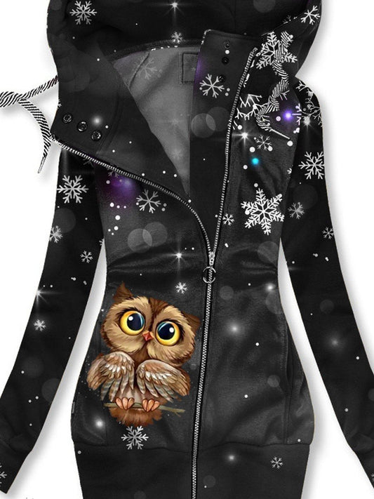 Women's Winter Vintage Owl Print Casual Sweatshirt