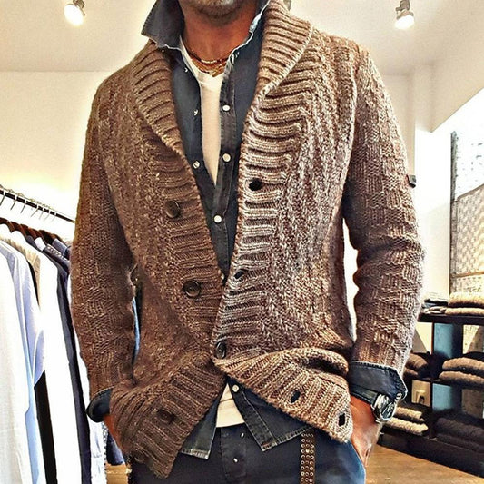 MEN'S VINTAGE LAPEL KNIT CARDIGAN JACKET 05701756X