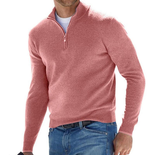 Men's Solid Color Zip Pullover Sweater 80501121X