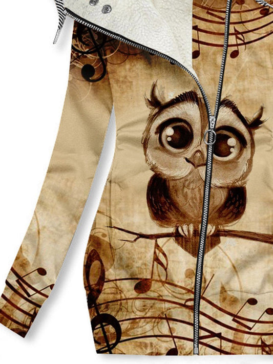 Women's Vintage Note Owl Casual Sweatjacken