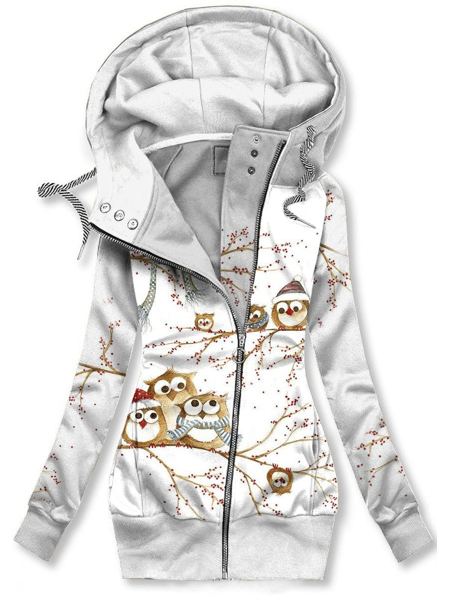 Women's Winter Vintage Owl Print Casual Sweatshirt