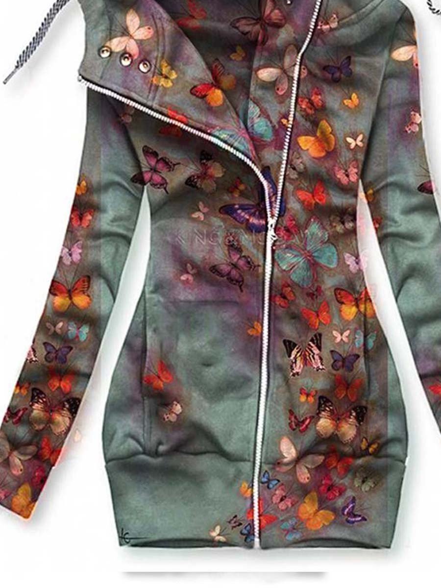 Women's Butterfly Art Cardigan Casual Sweatshirt
