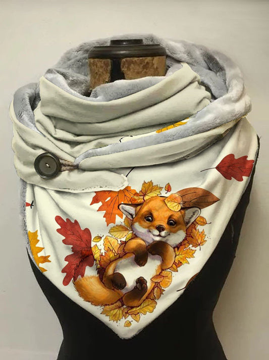Autumn And Winter Maple Leaf Cute Plush Fox Schals & Schals