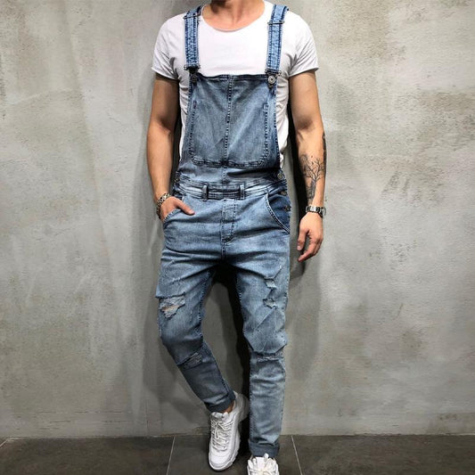 Men's Casual Ripped Denim Jumpsuit 71368667Y