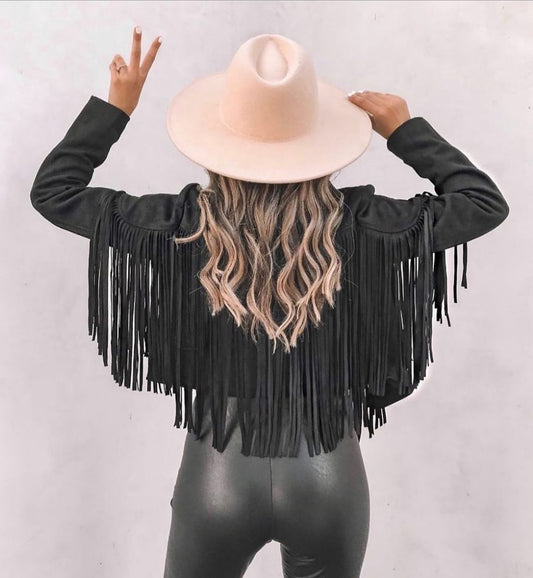 Black Tassle Suede Jacket