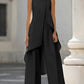 Asymmetric Layered Sleeveless Top & Wide-Leg Pants Set