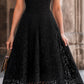 Elegant Floral Lace Boat Neck A-Line Midi Dress