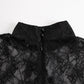 Black Lace Illusion Bodice Wide-Leg Evening Jumpsuit