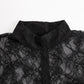 Black Lace Illusion Bodice Wide-Leg Evening Jumpsuit
