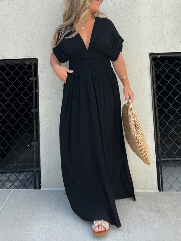 New Slit V-Neck Effortless Maxi Long Dress (Buy 2 Free Shipping)-Pink Laura