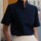 Stand Collar Minimalist Structured Blouse