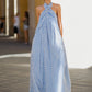 Nautical Stripe Halter Neck Maxi Dress