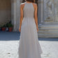 Halter Neck High-Low Ruffle Hem Maxi Dress