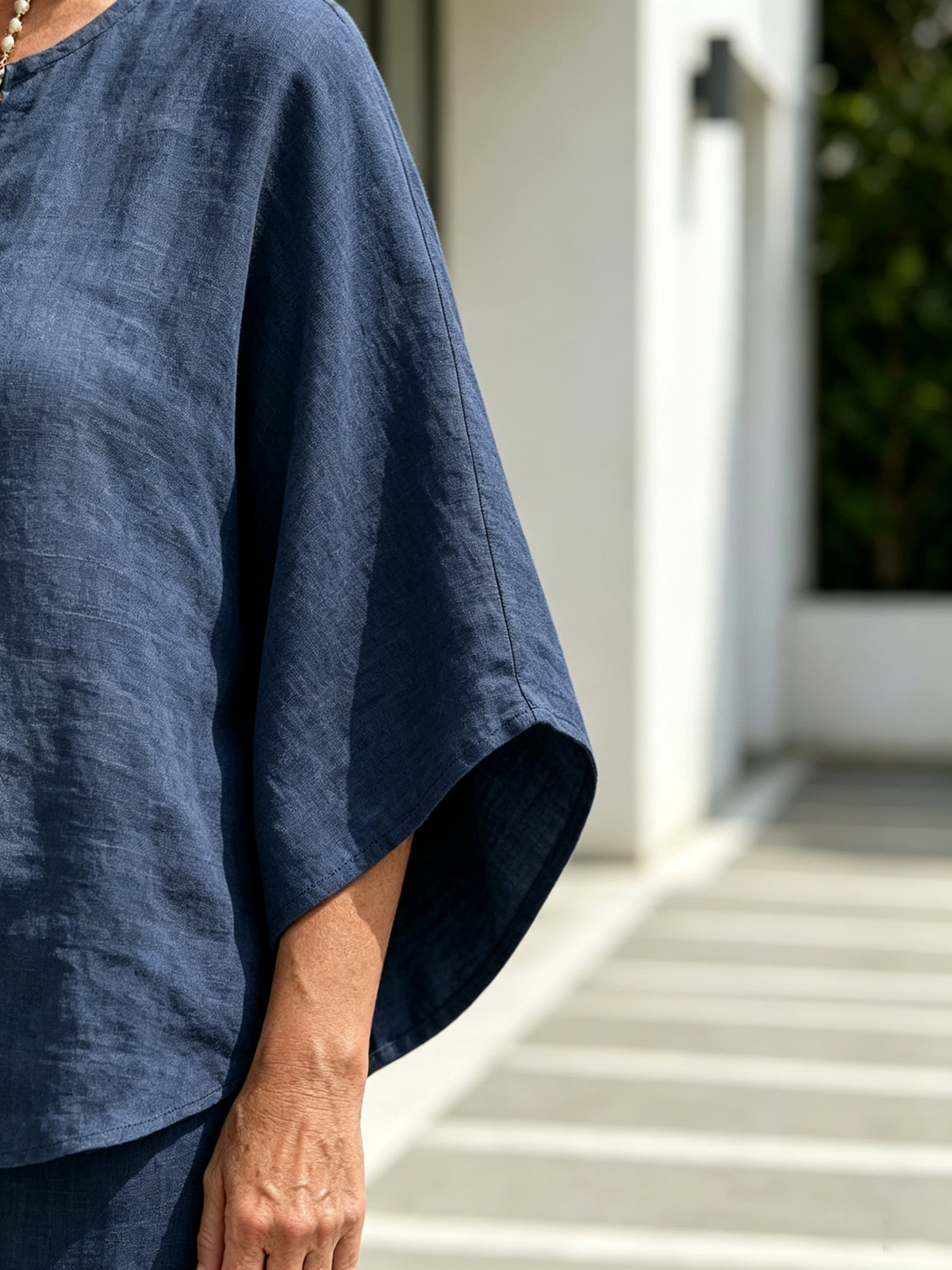 2Pcs Cotton and Linen Stand-up Collar Seven-quarter Sleeve Loose Sleeve Casual Suit