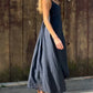 Women'S Casual Irregular Hem Solid Color Cotton And Linen Dress