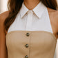 Chic Contrast Halter Top with Structured Bodice