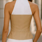 Chic Contrast Halter Top with Structured Bodice