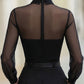 Sheer Panel Pleated Front Blouse