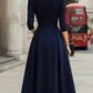 Structured Notch Neck Belted Midi Dress