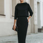 Boat Neck Top And Midi Skirt Set
