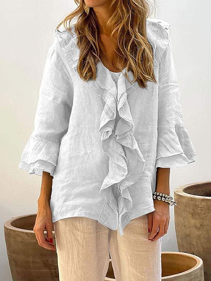 Women's ruffled casual shirt