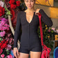 Buckle Closure Waist Slimming Elastic Knit Romper