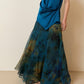 Watercolor Print Asymmetric Top & Skirt Set