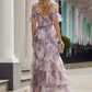 Cold Shoulder Floral Tiered Maxi Dress