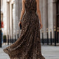 Sleeveless Leopard Print Flowing Maxi Dress