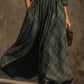 Retro Plaid Cotton-blend Single-breasted Maxi Dress With Belt