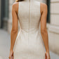 Linen Mini Dress With Buckle Keyhole Detail