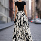 Abstract Print Pleated Maxi Dress