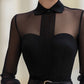 Sheer Panel Pleated Front Blouse