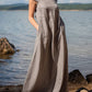 Women's Casual Solid Linen A-Line Maxi Dress
