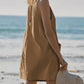 Women's Casual Round Neck Loose Sleeveless Pocket Short Jumpsuit