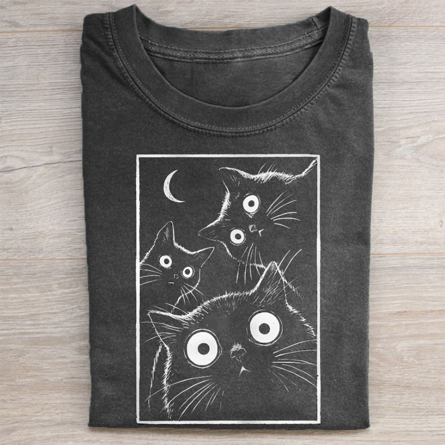 Vintage Black Cat Moon T-shirt