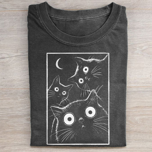 Vintage Black Cat Moon T-shirt