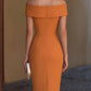 Off-Shoulder Halter Collar Ruched Wrap Midi Dress