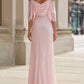 Draped Cold-Shoulder Flowing Maxi Dress