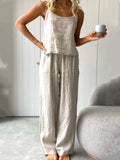 Women'S Casual Solid Color Comfortable Cotton And Linen Suit