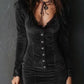 Vintage Lace Trim Button Velvet Mini Dress