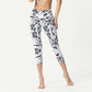 Leaves Butterfly Print Sports Yoga Cropped Leggings Women's Yoga Capri Pants