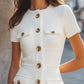 Classy White Button-Up Knit Dress