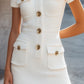 Classy White Button-Up Knit Dress
