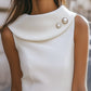 Chic Fold-Over Collar Sleeveless Satin Dress