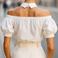 Chic Off-Shoulder Button-Up Blouse with Statement Collar