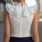 Sleeveless Chiffon Ruffled V-Neck Top