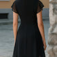 Chiffon Mandarin-Collar Flutter Sleeve A-Line Dress
