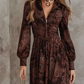 Brown Paisley Zippered Waist Maxi Dress