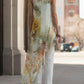 Sheer Floral Asymmetric Overlay Top & Tailored Pants Set